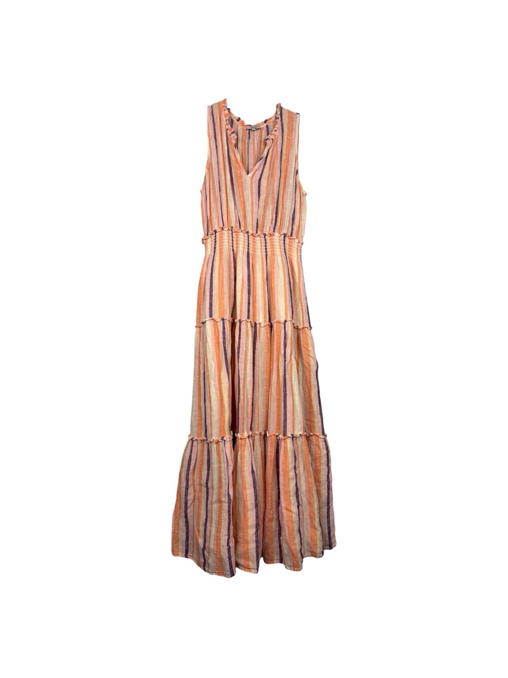 Evereve Rails LouLou Papaya Striped Sleeveless Tiered Dress - Picture 2 of 5